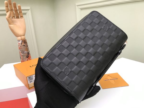 Louis Vuitton Pressed Grid Zippy XL Wallet – Black - Image 2