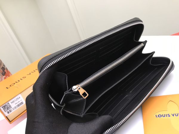 Louis Vuitton Pressed Grid Zippy XL Wallet – Black - Image 3