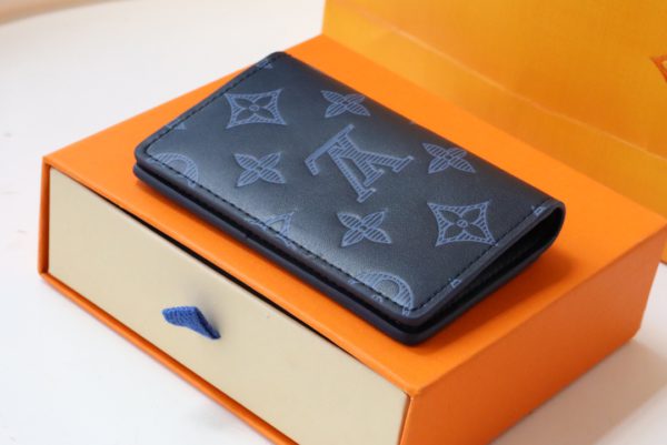 Louis Vuitton Pocket Card Holder - Embossed Blue - Image 4