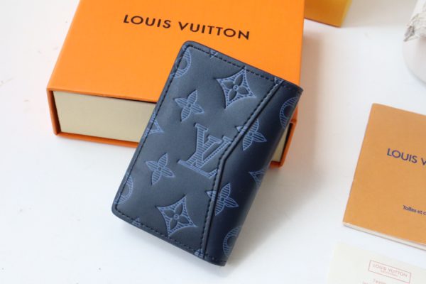 Louis Vuitton Pocket Card Holder - Embossed Blue - Image 5
