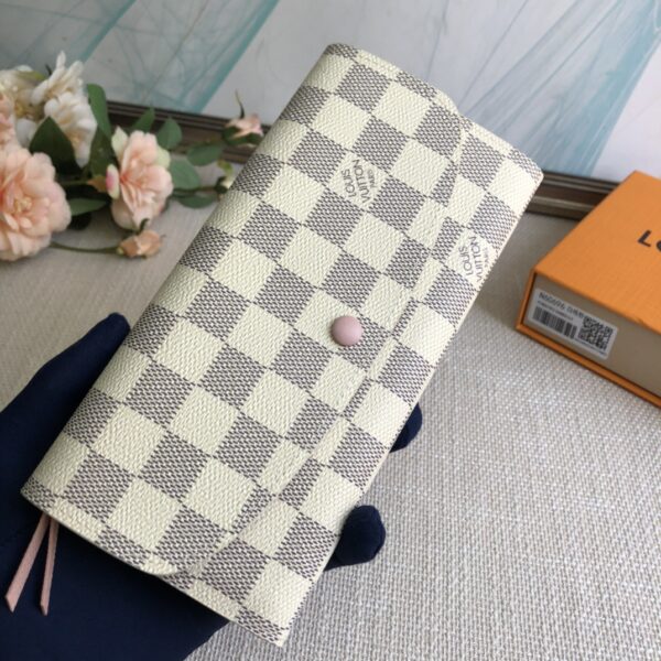Louis Vuitton Doudou Emilie Wallet - White Grid Pink - Image 4