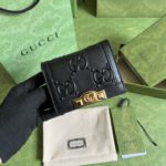 Gucci Leather Card Holder Wallet - Black
