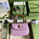 Gucci Bamboo Crocodile Handbag - Purple