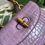 Gucci Bamboo Crocodile Handbag - Purple - Image 4