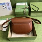 Gucci Logo Embossed Leather Shoulder Bag in Brown - Image 3