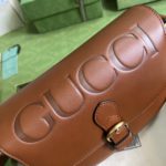 Gucci Logo Embossed Leather Shoulder Bag in Brown - Image 4
