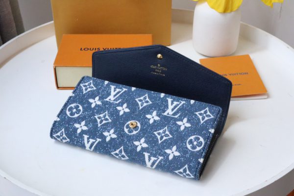 Louis Vuitton Monogram Jacquard Denim Sarah Wallet - Blue - Image 3