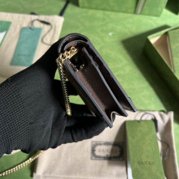 Gucci Brown GG pattern Leather Chain Wallet - Image 4