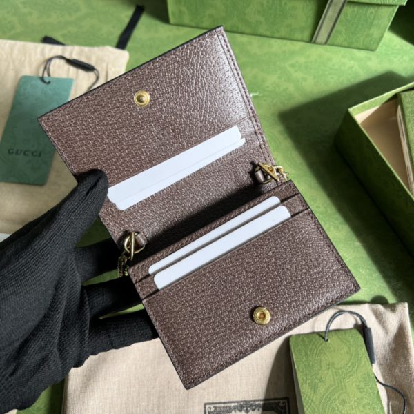 Gucci Brown GG pattern Leather Chain Wallet - Image 2