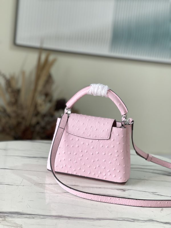 Louis Vuitton Mini Capucines Ostrich Leather Handbag - Pink - Image 5