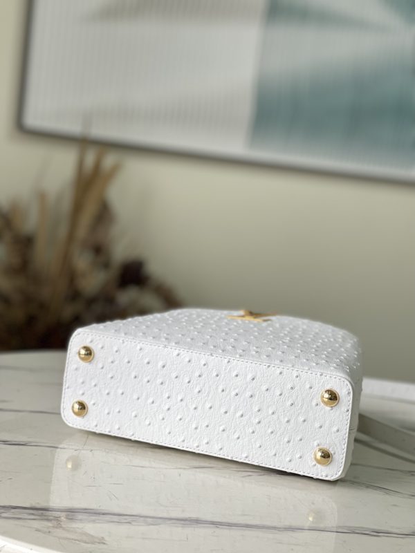 Louis Vuitton Small Capucines Ostrich Leather Handbag - White - Image 2