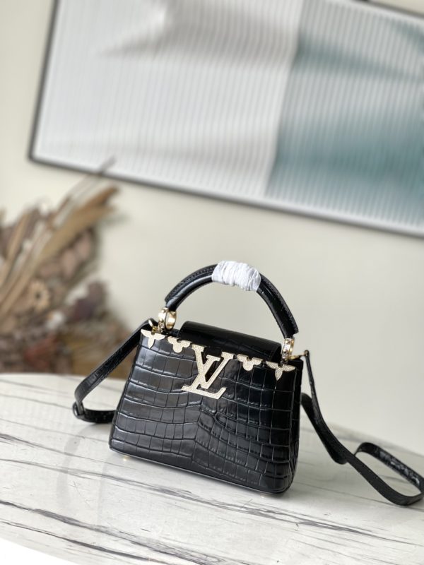 Louis Vuitton Crocodile Pattern Silver Buckle Mini Bag