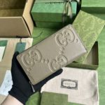 Gucci Leather Zipper Wallet - Grey