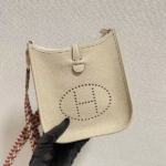 Hermes Evelyne Hollow H Letter Handbag - White