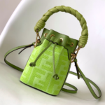 Fendi Mon Tresor Mini FF Embroidered Bucket Bag - Green