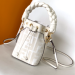 Fendi Mon Tresor Mini FF Embroidered Bucket Bag - White