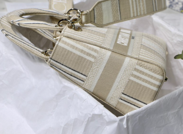 Dior Lady D Embroidery Series - Striped Apricot Light Gold - Image 4