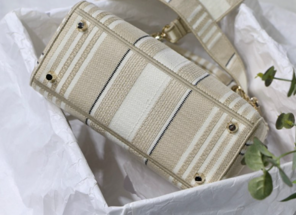 Dior Lady D Embroidery Series - Striped Apricot Light Gold - Image 3