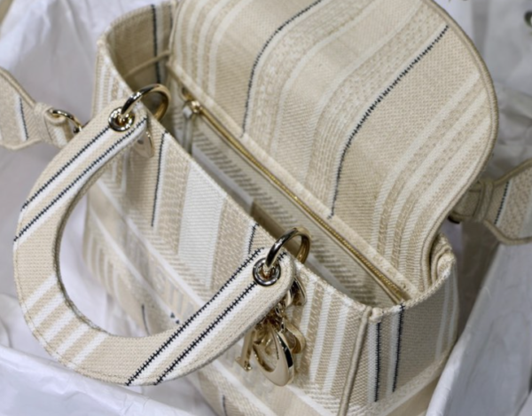 Dior Lady D Embroidery Series - Striped Apricot Light Gold - Image 2