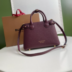 Burberry Banner Tote House Plaid Medium Handbag - Purple
