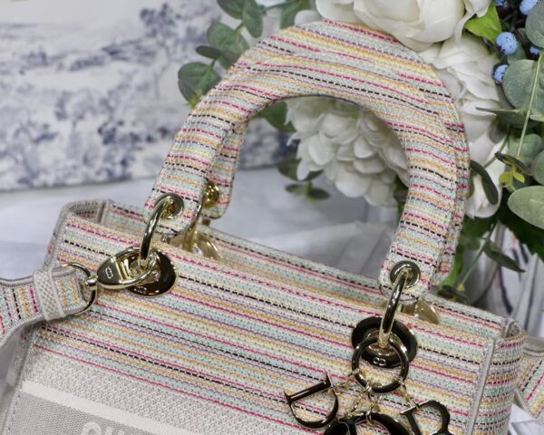 DIor Lady D Embroidery Series Handbag - Light Gold - Image 5