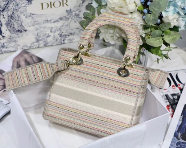 DIor Lady D Embroidery Series Handbag - Light Gold - Image 4