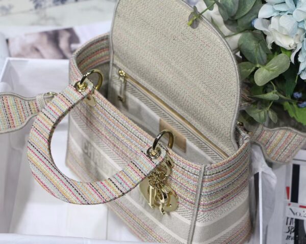 DIor Lady D Embroidery Series Handbag - Light Gold - Image 2