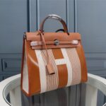 Hermes Outer Seam H Brown Cloth Bag – Brown - Image 4