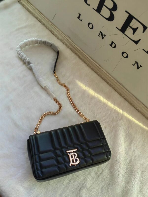 Burberry Lola – Lona Bun Handbag With Golden Logo - Black - Image 2