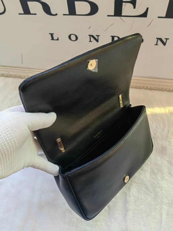 Burberry Lola – Lona Bun Handbag With Golden Logo - Black - Image 3
