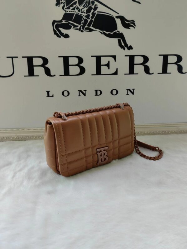 Burberry Lola – Lona Bun Handbag WIth Silver Logo - Brown - Image 5