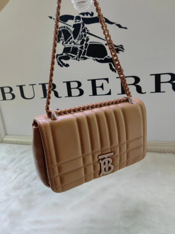 Burberry Lola – Lona Bun Handbag WIth Silver Logo - Brown - Image 3
