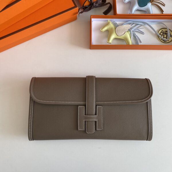 Hermes Jige Elan Sheepskin Lining Bag - Elephant Gray - Image 5