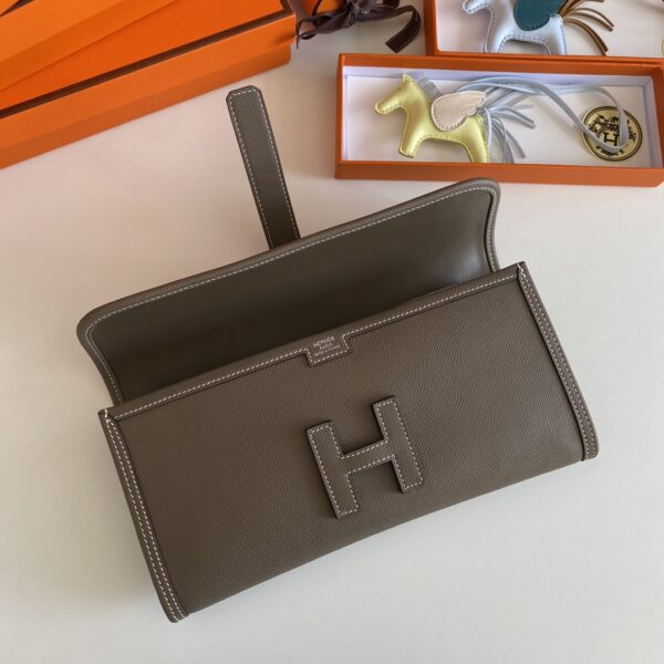 Hermes Jige Elan Sheepskin Lining Bag - Elephant Gray - Image 3