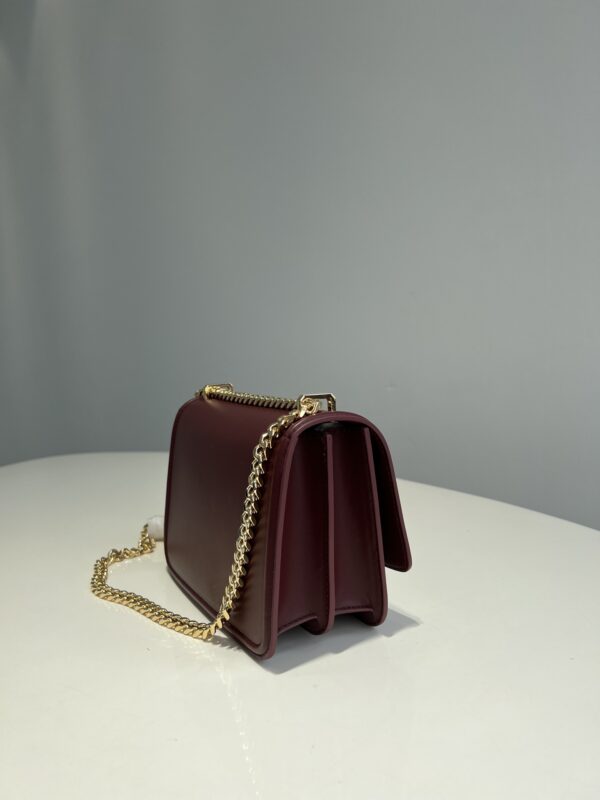 Burberry Women Small Tb Grainy Leather Shoulder Bag - Maroon - Image 3
