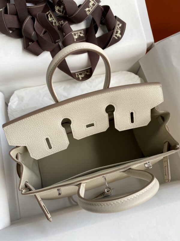 Hermes Birkin Hand-Stitched Handbag - Silver (Silver Buckle) - Image 3