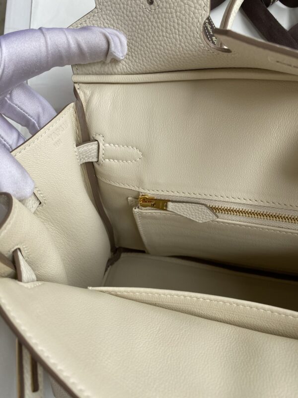 Hermes Birkin Hand-Stitched Handbag - Silver (Golden Buckle) - Image 3