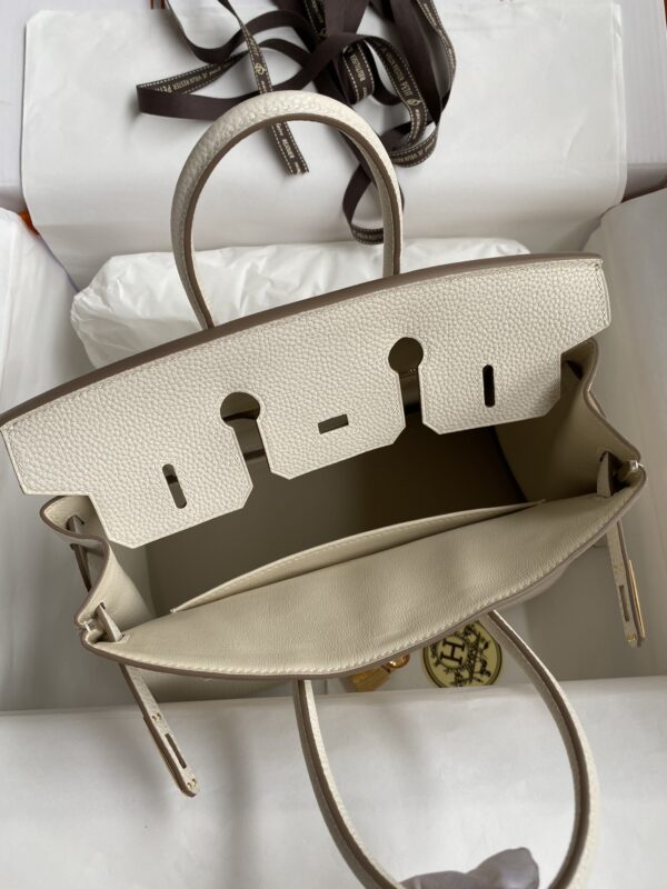 Hermes Birkin Hand-Stitched Handbag - Silver (Golden Buckle) - Image 2