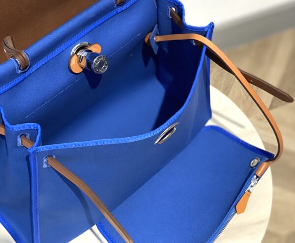 Hermes Cloth Herbag Handbag - Bright Blue - Image 2