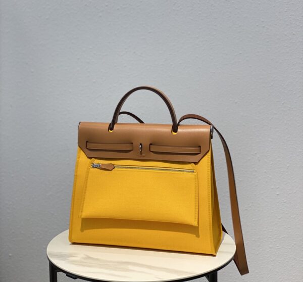 Hermes Cloth Herbag Handbag - Yellow - Image 5