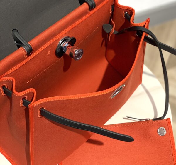 Hermes Cloth Herbag Handbag - Orange - Image 3