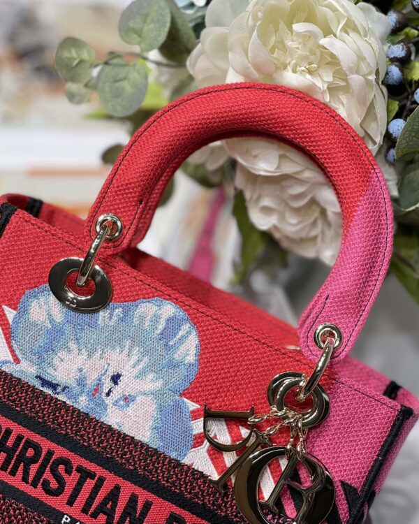 Dior Lady D Embroidery Series - Bright Pink Flowers - Image 5