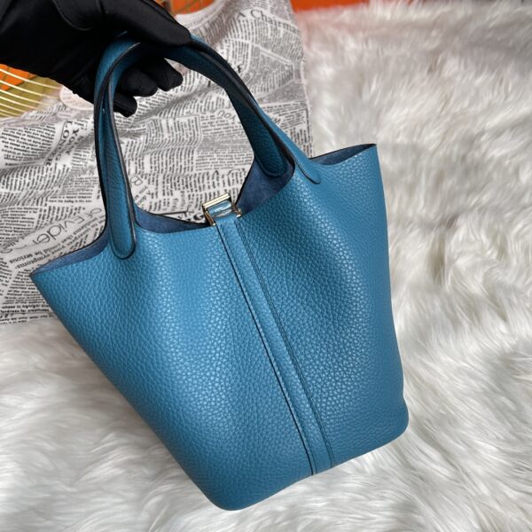 Hermes Picotin 18 Vegetable Basket Handbag - Prussian Green - Image 2