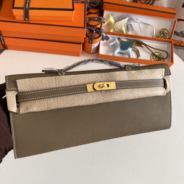 Hermes Kelly Cut Wallet - Elephant Gray - Image 2