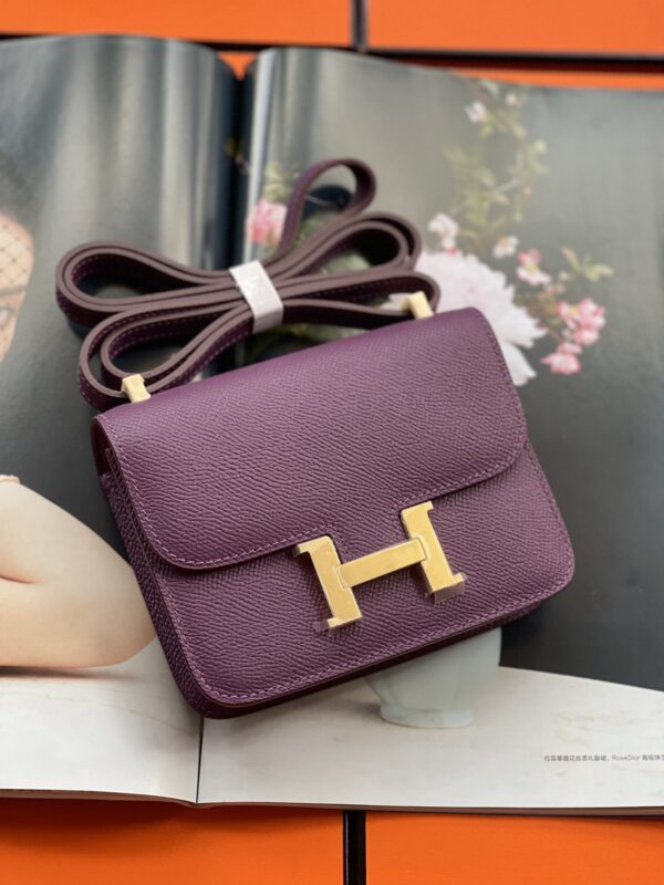 Hermes Mini Stewardess Handbag - Purple - Image 6