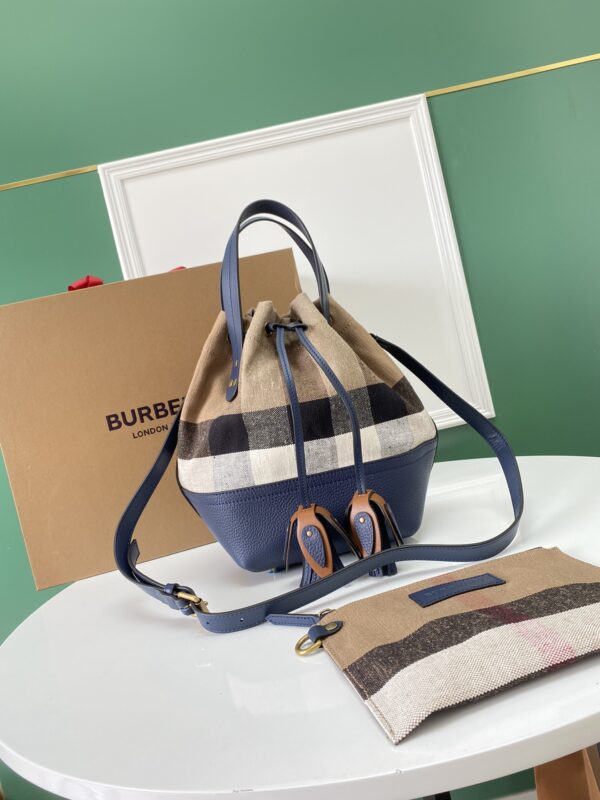 Burberry Canvas Check Bucket Bag - Blue - Image 5