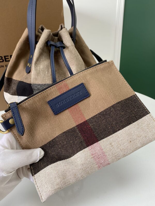 Burberry Canvas Check Bucket Bag - Blue - Image 4