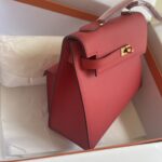 Hermes Kelly Pochette Handbag - Red - Image 5