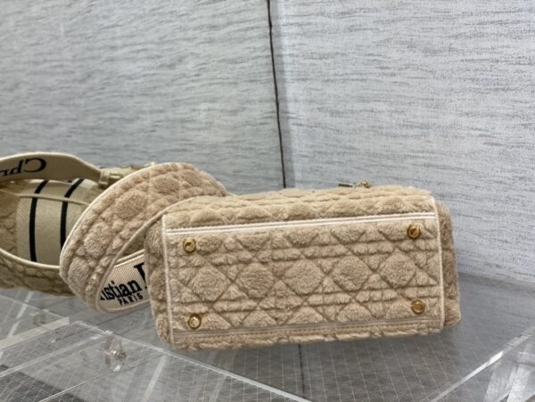 Dior Lady Five Grid Princess Diana Furry Spot Handbag - Brown - Image 3