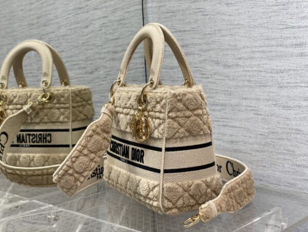 Dior Lady Five Grid Princess Diana Furry Spot Handbag - Brown - Image 4